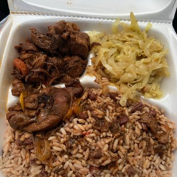 Opal's Kitchen - Stew Chicken, Steamed Veggie (Cabbage) and Rice & Peas - Comfort Food Near Me Opal's Kitchen - Stew Chicken, Steamed Veggie (Cabbage) and Rice & Peas - Comfort Food Near Me