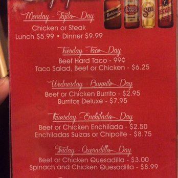 San Jose Tacos & Tequila - Current Specials 12/28/16 They could change without Notice - Mexican Near Me - Rocky Mount, North Carolina San Jose Tacos & Tequila - Current Specials 12/28/16 They could change without Notice - Mexican Near Me - Rocky Mount, North Carolina