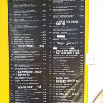 Vietnam Bistro - Menu on the wall. June 2017 - Vietnamese Near Me - Chico, California