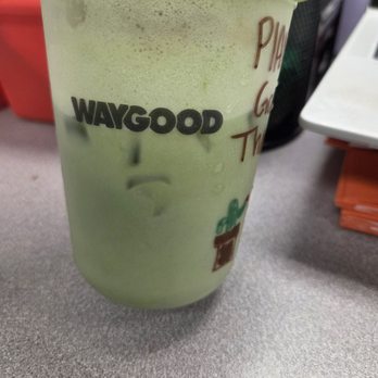 Waygood Coffee - Strawberry Fields Matcha with vanilla cold foam. - Coffee & Tea Near Me - Humble, Texas
