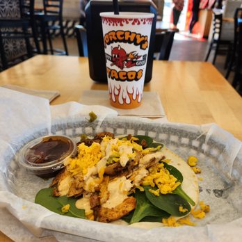 Torchy's Tacos - Tipsy Chick - as ordered, 'light on the cheese' :-) - Tacos Near Me - Austin, Texas