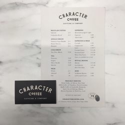 Character Coffee - Menu + business card
