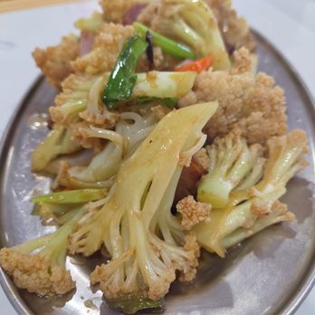 KP Town Cuisine - Stir-Fried Cauliflower with Preserved Meat - Chinese Near Me - Alhambra, California KP Town Cuisine - Stir-Fried Cauliflower with Preserved Meat - Chinese Near Me - Alhambra, California