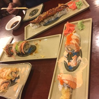 Sushi Cuisine - The Super California Roll in the back was delish! The Golden Dragon and Dragon Roll were being devoured! - Sushi Bars Near Me - Turlock, California Sushi Cuisine - The Super California Roll in the back was delish! The Golden Dragon and Dragon Roll were being devoured! - Sushi Bars Near Me - Turlock, California