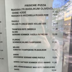 Speisekarte Pizza