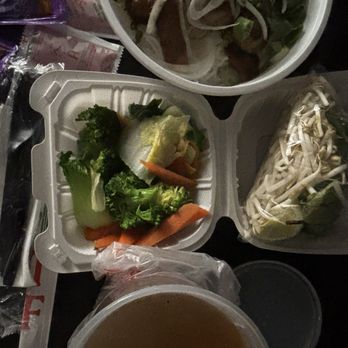 Pho K Plus - Grilled chicken Pho, with a side of mixed vegetables - Noodles Near Me - Ontario, California