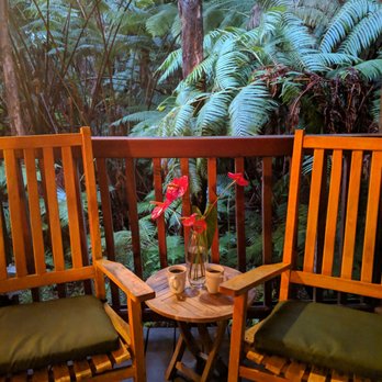 Volcano Village Lodge - Romantic private balcony, surrounded by jungle in the Halekala lodge - Bed & Breakfast Near Me - Volcano, Hawaii Volcano Village Lodge - Romantic private balcony, surrounded by jungle in the Halekala lodge - Bed & Breakfast Near Me - Volcano, Hawaii