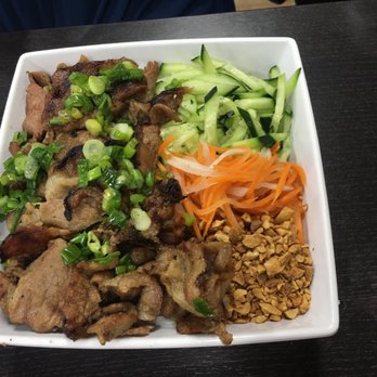Rolls And Grill - Grilled Pork Over Vermicelli Bowl - Vietnamese Near Me - Bakersfield, California Rolls And Grill - Grilled Pork Over Vermicelli Bowl - Vietnamese Near Me - Bakersfield, California