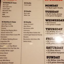 Joe's Brewery - Current menu