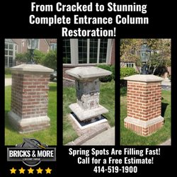Bricks and More A Masonry Company - Complete restoration of 4 entrance columns.