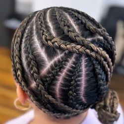 Clipper Kings Barbershop - Full head of six braids.