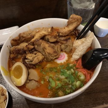 Kuma Sushi - Spicy miso with chicken, shyo egg, garlic chips - Sushi Bars Near Me - Los Osos, California