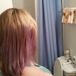 Sally Beauty - The day after I dyed it and one wash to lighten it. Combined with poor coverage. Don't bother with Ion lavender hair color.