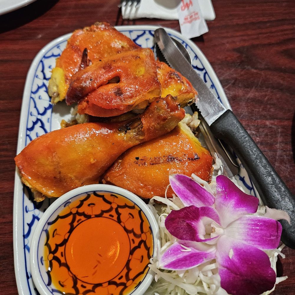 Thai BBQ Chicken - very juicy! Sauce was bit sweet and paired well. Thai BBQ Chicken - very juicy! Sauce was bit sweet and paired well.
