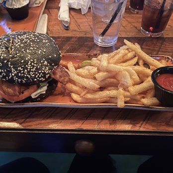 Copper Blues Rock Pub - Phoenix - Burger... I didn't expect black bread - Bars Near Me - Phoenix, Arizona