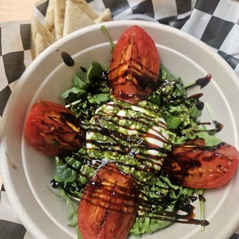 Greyhound Grill - My salad Burrata and Grilled Tomato. - Burgers Near Me - Olympia, Washington Greyhound Grill - My salad Burrata and Grilled Tomato. - Burgers Near Me - Olympia, Washington