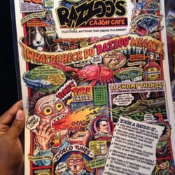 Razzoo's Cajun Cafe - It's a artistic-yet busy kind-of-a-menu, but don't get discouraged, you are in the rightttttt place!