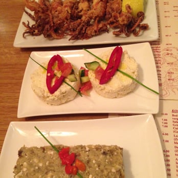 Ouzerie Mezedopolio - Calamares, feta salad, aubergine salad - Greek Near Me - Ixelles, BRU