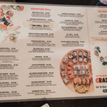 Crazy Tuna - Menu 11/2022 - Japanese Near Me - Chandler, Arizona