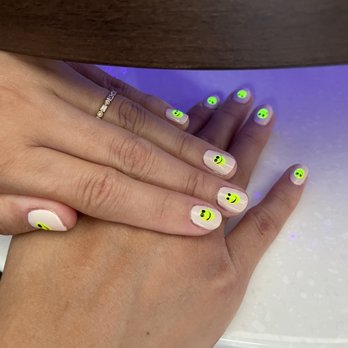 Top Nails - Regular manicure with smile faces - Nail Salons Near Me - Lancaster, California Top Nails - Regular manicure with smile faces - Nail Salons Near Me - Lancaster, California