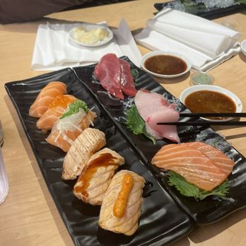 Waka Sakura - IG: @no.ni.eats | Salmon party and assorted sashimi - Conveyor Belt Sushi Near Me - Gardena, California Waka Sakura - IG: @no.ni.eats | Salmon party and assorted sashimi - Conveyor Belt Sushi Near Me - Gardena, California