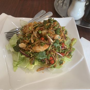 Sue's Kitchen - YUM GOONG Prawns mixed with mint leaves, cilantro, green onions chili peppers, lemongrass, and lime juice served with salad $9.75 w tax - Thai Near Me - El Sobrante, California Sue's Kitchen - YUM GOONG Prawns mixed with mint leaves, cilantro, green onions chili peppers, lemongrass, and lime juice served with salad $9.75 w tax - Thai Near Me - El Sobrante, California