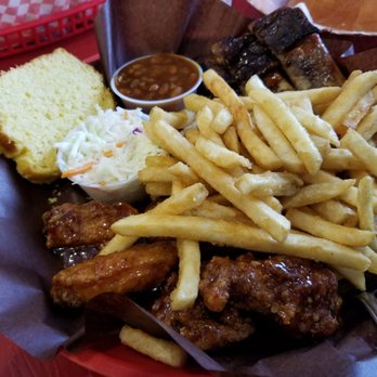 Big Bone BBQ & Wicked Wings - Mini Combo with Hot Thai Wings and Classic BBQ ribs. Comes with fries, cornbread, coleslaw, and refried beans. - Barbeque Near Me - Markham, Ontario