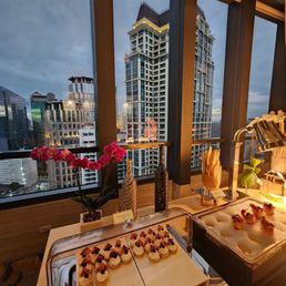 Club lounge snacks and view