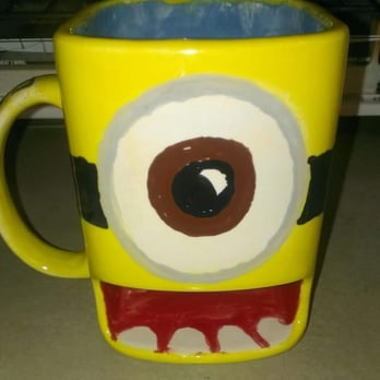 Color Me Mine - Minion coffee mug with cookie slot. - Art Classes Near Me - Pasadena, California Color Me Mine - Minion coffee mug with cookie slot. - Art Classes Near Me - Pasadena, California