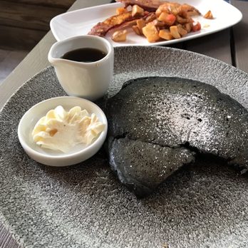 Basalt - Single side of charcoal pancake - New American Near Me - Honolulu, Hawaii