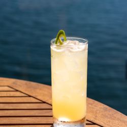 Pineapple Express -- El Mexicano Reposado, Pineapple Juice, Lime Juice, Serrano Infused Agave, Splash Fever Tree Soda