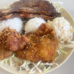 Korean short ribs and friend chicken meal Korean short ribs and friend chicken meal