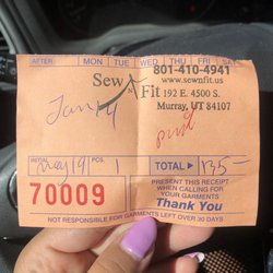 Sew N Fit - Just so the owner doesn't challenge this review, here is a receipt for a poor job