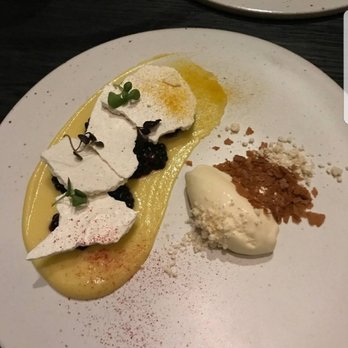 Stubborn Seed - Corn custard with butter ice cream and bay leaf meringue - New American Near Me - Miami Beach, Florida Stubborn Seed - Corn custard with butter ice cream and bay leaf meringue - New American Near Me - Miami Beach, Florida