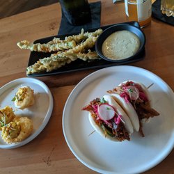 Kinjo Kitchen and Cocktails - Fried deviled eggs, the Bao, and vegetable tempura