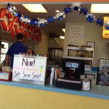 Dairy Isle - This is where you order, you'll notice the Christmas decorations. That's because the whole island celebrates Christmas in July. - Burgers Near Me - Put-in-Bay, Ohio