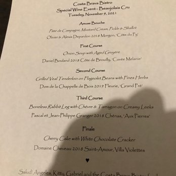 Costa Brava Bistro - Wine Dinner Menu - Spanish Near Me - Bellaire, Texas