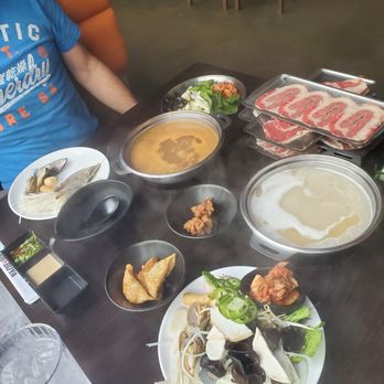 Shabuya - Everything before it goes in the pot. Tonkatsu broth for me (not very flavorful) and spicy miso for my boyfriend (full of flavor)! - Hot Pot Near Me - Honolulu, Hawaii