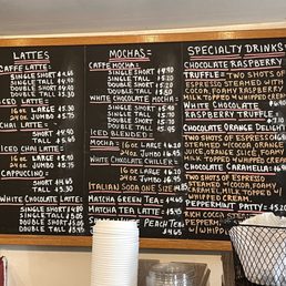 Coffee menu Coffee menu
