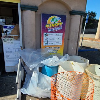 Sunset Recycling Center - Enough trash cans on the side to throw away year empty bags in also cans bottles and plastic pricing - Recycling Center Near Me - Santa Fe Springs, California