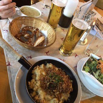 Zipfer Bierhaus - Potato soup, a fresh pretzel, and my cheese dumplings. Wish I knew the beer type -I said light and that's what I got and it hit the spot. - Modern European Near Me - Salzburg, 5 Zipfer Bierhaus - Potato soup, a fresh pretzel, and my cheese dumplings. Wish I knew the beer type -I said light and that's what I got and it hit the spot. - Modern European Near Me - Salzburg, 5