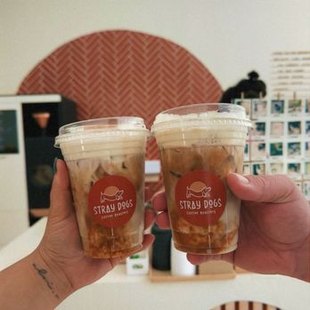 Stray Dogs Coffee Roasters - Iced brown sugar cinnamon lattes with vanilla bean cold foam - Coffee Roasteries Near Me - Riverside, California