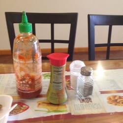 Condiments on table