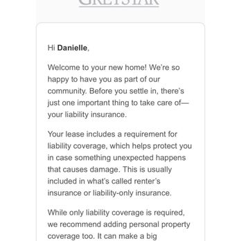 Broadstone Oliver - An email stating welcome to my new home after I signed the lease. - Apartments Near Me - Houston, Texas