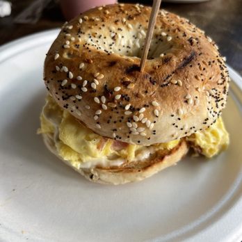 Green Bliss - Breakfast bagel with bacon and everything bagel - Coffee & Tea Near Me - Fullerton, California Green Bliss - Breakfast bagel with bacon and everything bagel - Coffee & Tea Near Me - Fullerton, California