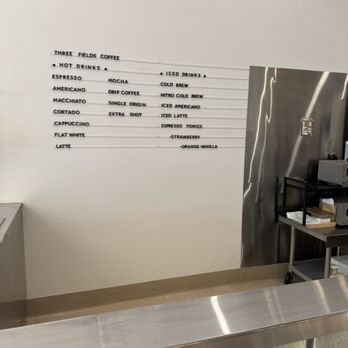 Three Fields Coffee - Menu on the wall - Coffee & Tea Near Me - Alhambra, California