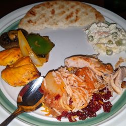 House of Kabob - Chicken and veggie kabobs, pita, olovieh, pollo morgh