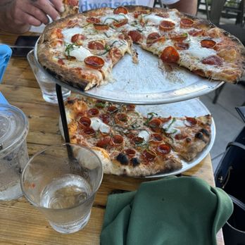 Homeslice - Top pizza is the gluten free pepperoni bottom is the regular pepperoni. - Italian Near Me - Dana Point, California