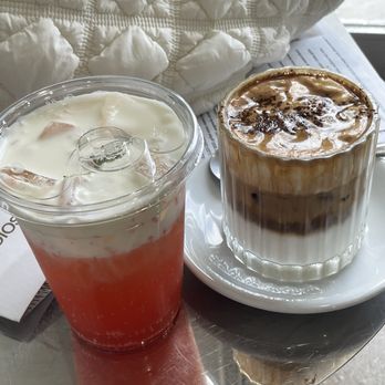 Holos Coffee - Yogurt cream with grapefruit aid and short cream latte - Coffee & Tea Near Me - Artesia, California Holos Coffee - Yogurt cream with grapefruit aid and short cream latte - Coffee & Tea Near Me - Artesia, California