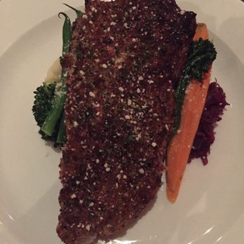 Dewz Restaurant - A Dry Aged New York Steak with a Panko Blue Cheese crust. I don't like steaks with anything but S&P, but it is good. Try this. - New American Near Me - Modesto, California Dewz Restaurant - A Dry Aged New York Steak with a Panko Blue Cheese crust. I don't like steaks with anything but S&P, but it is good. Try this. - New American Near Me - Modesto, California